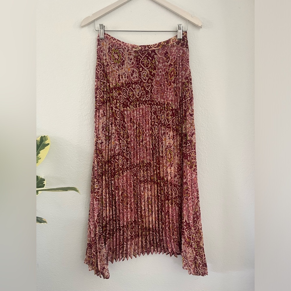 Free People Pleated Boho Midi Skirt